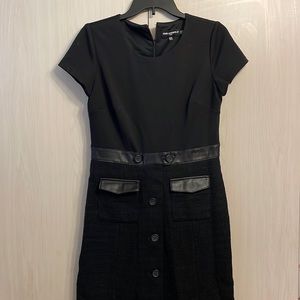 Karl Lagerfeld | Short Sleeve Mixed Media Black Dress- 8